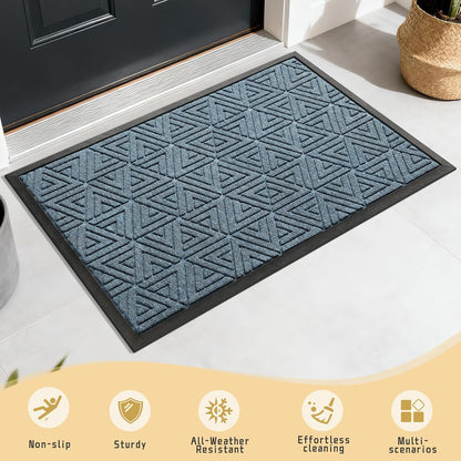 Yimobra Front Door Mat Outside Entrance 29.5x17, Waterproof Heavy Duty Outdoor Mats for Front Door, Non Slip Rubber Entry Mat for Garage Patio Indoor, Grey