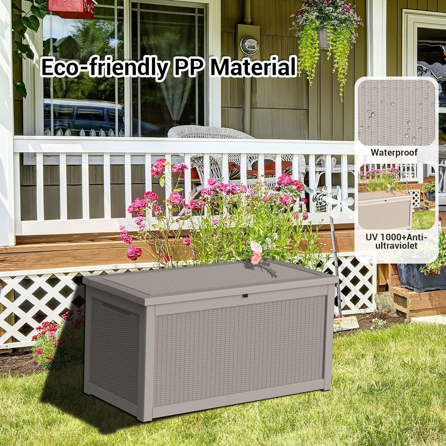DRATO 180 Gallon Outdoor Storage Box, Large Waterproof Deck Box, Lockable Resin Storage Container with Reinforced Support for Patio Cushions, Garden Tools, UV-Resistant Outdoor Chest（Black，180 Gallon）