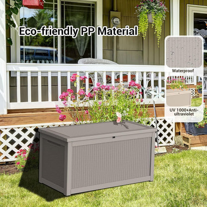 DRATO 180 Gallon Outdoor Storage Box, Large Waterproof Deck Box, Lockable Resin Storage Container with Reinforced Support for Patio Cushions, Garden Tools, UV-Resistant Outdoor Chest（Black，180 Gallon）