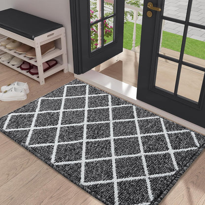 Finchitty Indoor Door Mat, Dirt Resistant and Absorbent, Low-Profile, Non-Slip, Washable Inside Floor Mats for Front Door, Back, and Entrance, 32" x 20", Grey