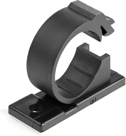StarTech 100 Adhesive Cable Management Clips, Black, TAA, Sticky (CBMCC2) | Nylon Self Adhesive Clamp UL/94V-2 Fire Rated, Network/Ethernet/Office Desk/Computer Cord Organizer, Wire Holders