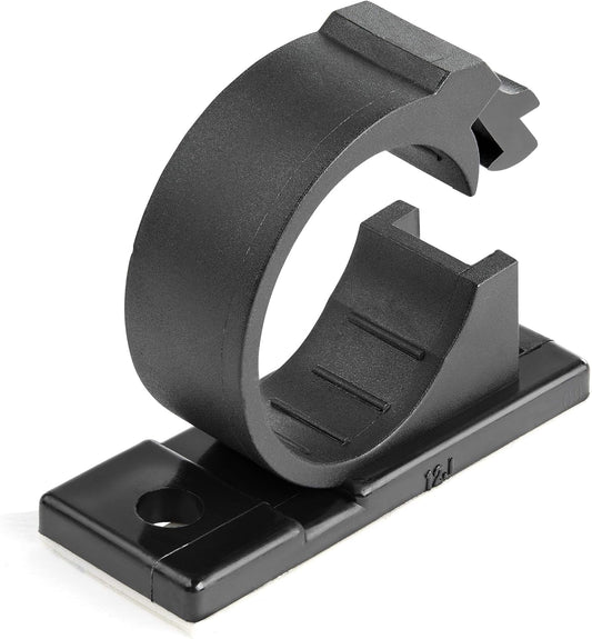 StarTech 100 Adhesive Cable Management Clips, Black, TAA, Sticky (CBMCC2) | Nylon Self Adhesive Clamp UL/94V-2 Fire Rated, Network/Ethernet/Office Desk/Computer Cord Organizer, Wire Holders