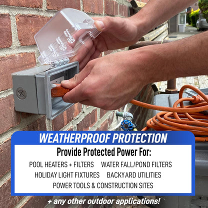 Sealproof 1-Gang Weatherproof In Use Outlet Cover | Horizontal/Vertical Outdoor Plug and Receptacle Protector, Lockable Bubble Cover, UL Extra Duty Compliant, 18 Configurations, Gray