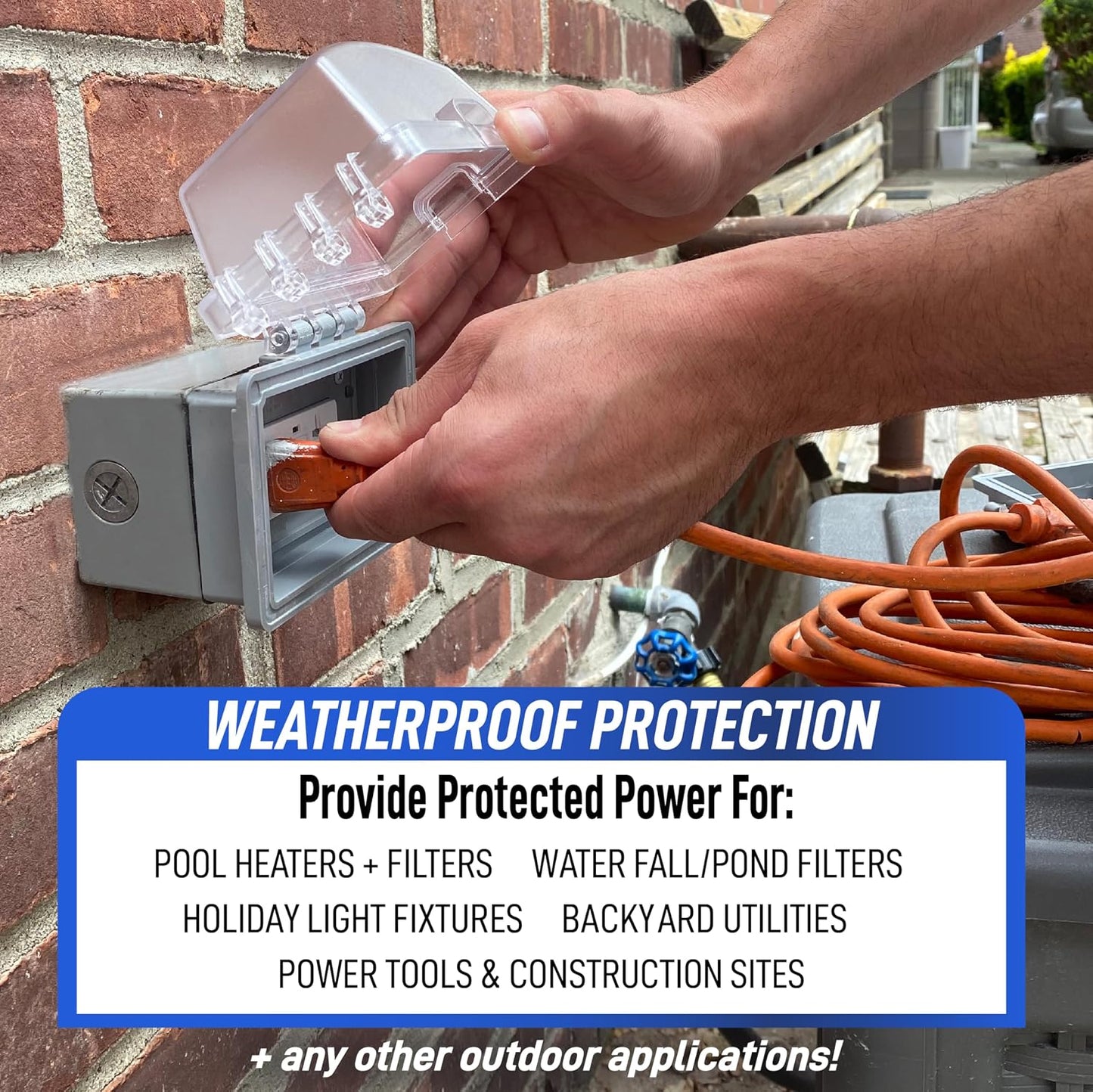 Sealproof 1-Gang Extra Deep Weatherproof in Use Outdoor Duplex Outlet Cover with Box Kit, Lockable, UL Extra Duty Compliant, 18 Configurations