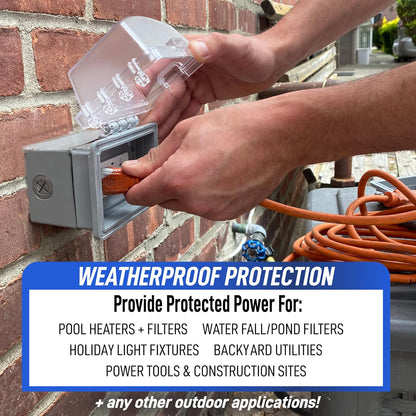 Sealproof 1-Gang Extra Deep Weatherproof in Use Outdoor Duplex Outlet Cover with Box Kit, Lockable, UL Extra Duty Compliant, 18 Configurations