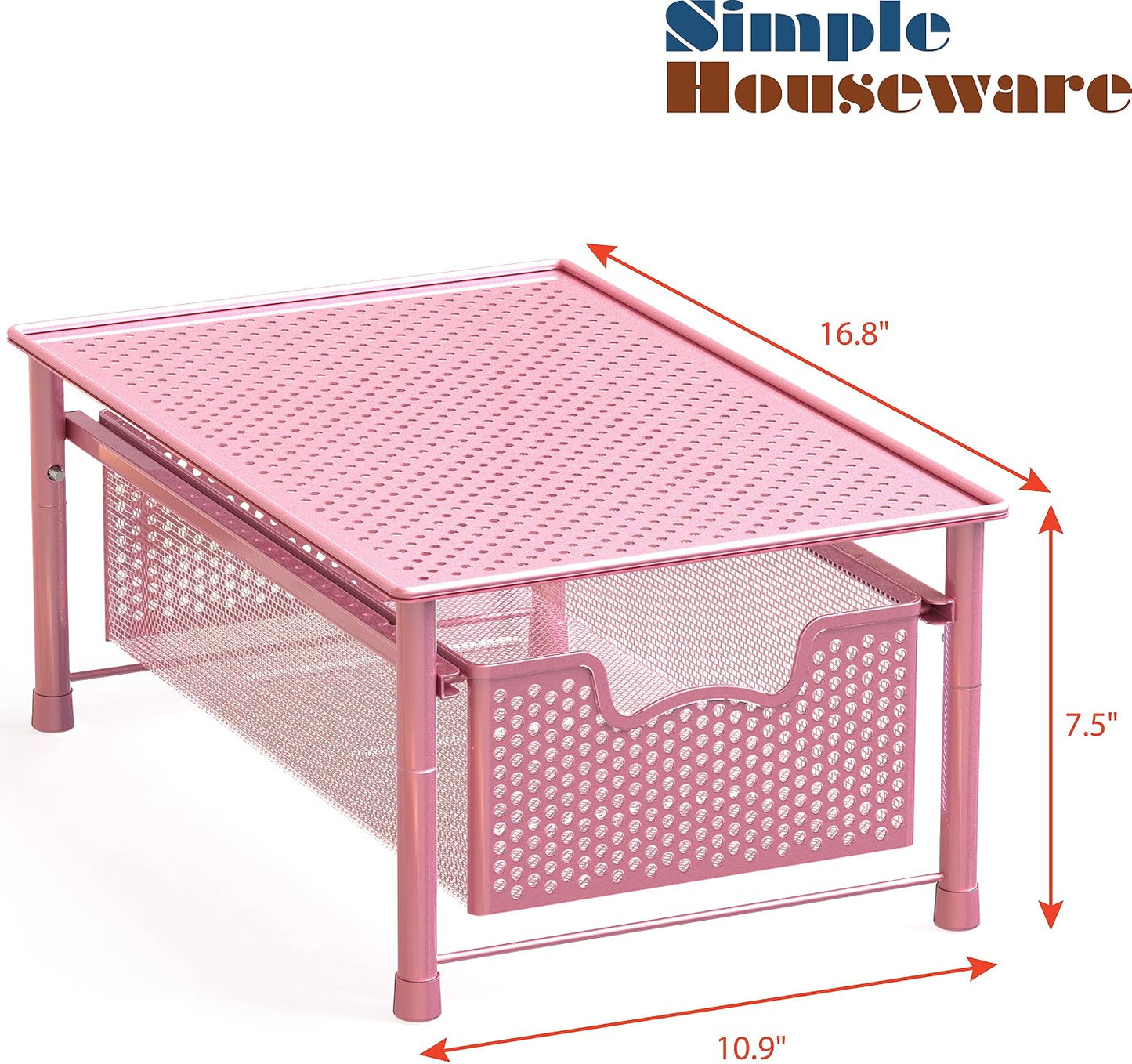 Simple Houseware Stackable 2 Tier Sliding Basket Organizer Drawer, White