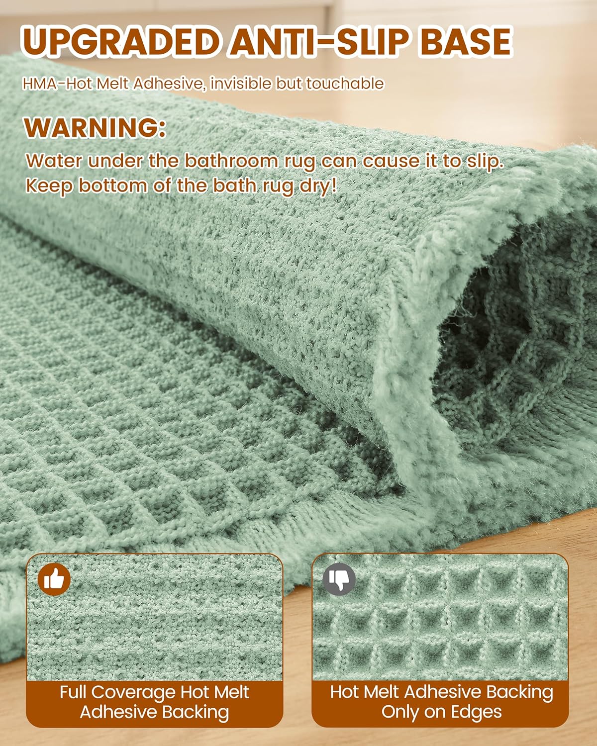 Smiry Waffle Bath Mat 30x20, Extra Soft Absorbent Bathroom Rugs, Non Slip Machine Washable Quick Dry Bath Rugs for Bathroom Floor, Tub, Shower, Home Decor Accessories, Brown