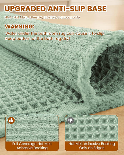 Smiry Waffle Bath Mat 30x20, Extra Soft Absorbent Bathroom Rugs, Non Slip Machine Washable Quick Dry Bath Rugs for Bathroom Floor, Tub, Shower, Home Decor Accessories, Brown