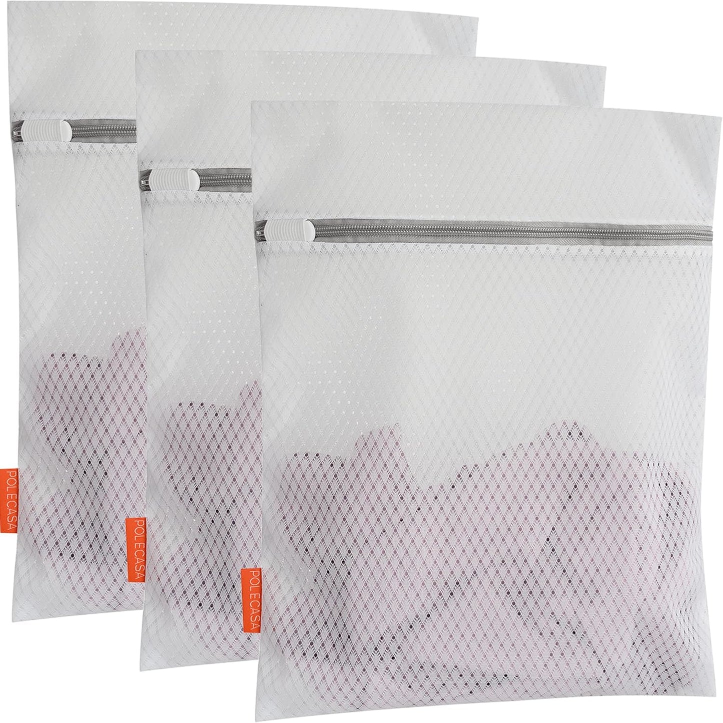 Polecasa Diamond Mesh Laundry Bags 3 Pack (16x20”, Large) | Durable Zipper, For Delicates, Lingerie, Bras, Underwear, Protect Garments in Washing Machine