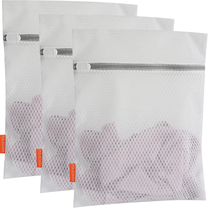Polecasa Diamond Mesh Laundry Bags 3 Pack (16x20”, Large) | Durable Zipper, For Delicates, Lingerie, Bras, Underwear, Protect Garments in Washing Machine