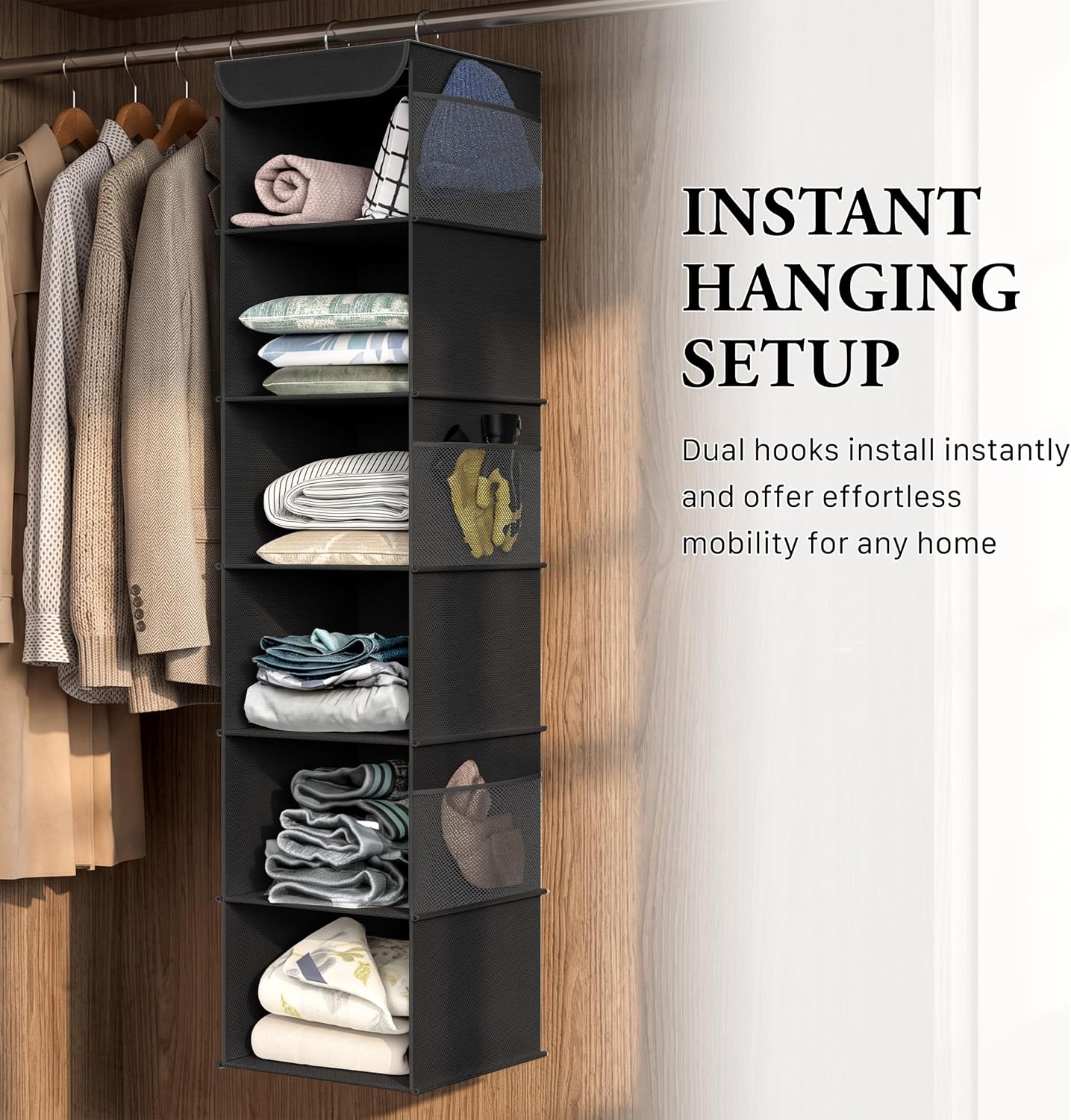 Simple Houseware 6 Shelf Hanging Closet Organizer, Gray