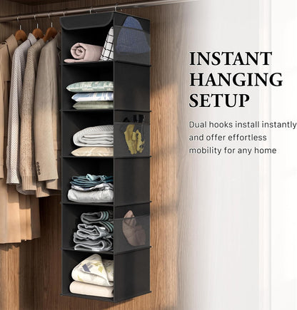Simple Houseware 6 Shelf Hanging Closet Organizer, Gray