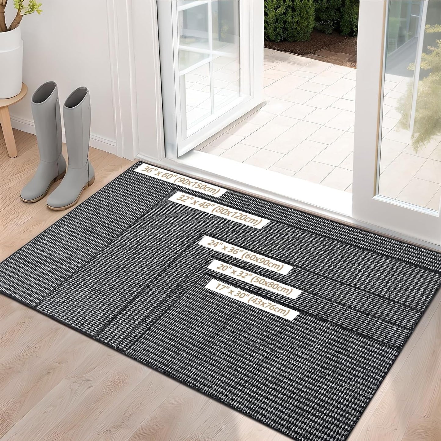 Indoor Door mat 17“ x 30”, Dirt Trapper Door Mat, Non-Slip Washable Entrance Mat, Dirt Resistant and Absorbent Welcome Mat,Low-Profile Doormat for Entryways, Front Doors, and Indoor Entrances, White