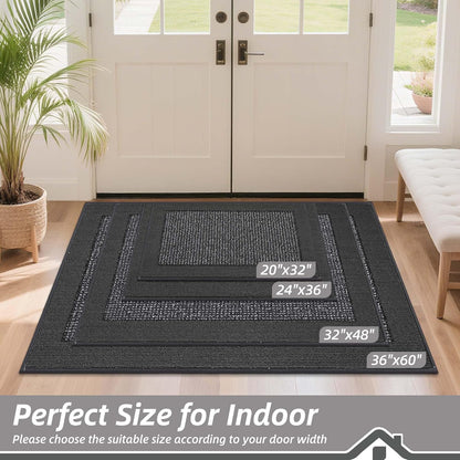 BEQHAUSE Indoor Door Mat 20" x 32", Dirt Trapper Door Mats Non-Slip Entryway Rugs Washable, Resist Dirt Absorbent Welcome Mat, Low Profile Floor Mats for Front Back Door and Entryway, Taupe