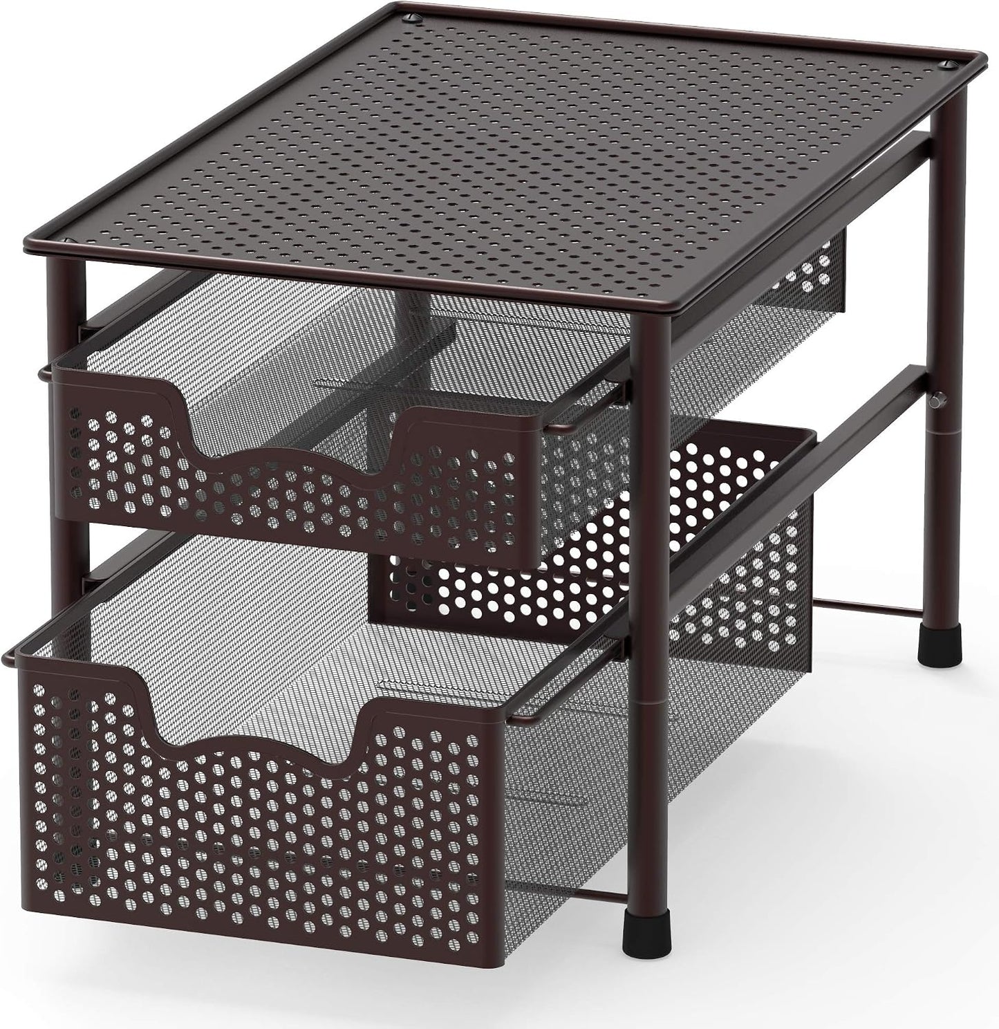 Simple Houseware Stackable 2 Tier Sliding Basket Organizer Drawer, White