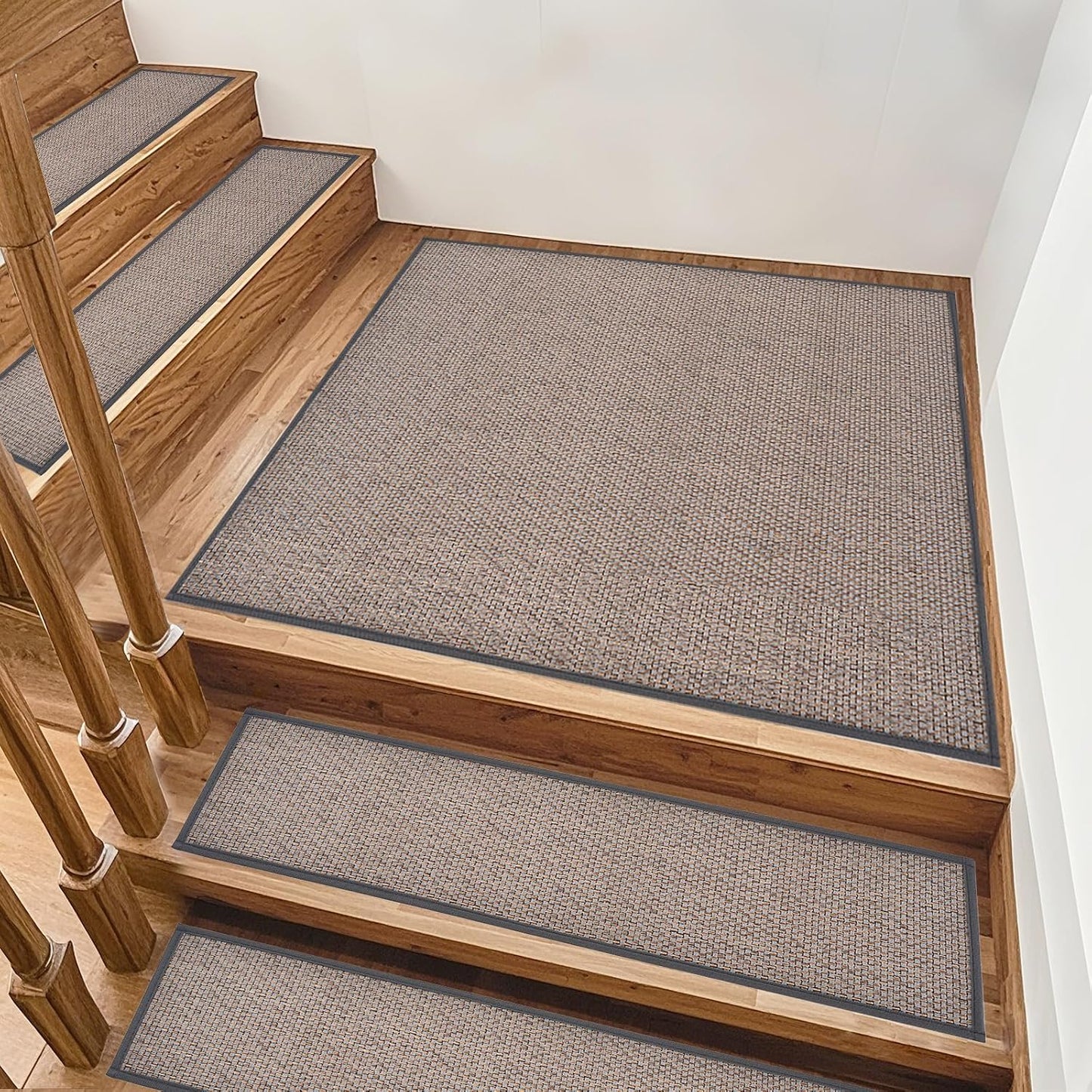 Stair Treads Non Slip, Rubber Backing Stair Treads for Wooden Steps, 15 PCS Thicken Linen Carpet Stair Runners Indoor for Kids Elders and Pets, No Residue Stair Carpet Treads, 8"x30", Beige