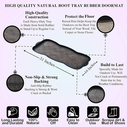 A1HC Heavy Duty Flexible and Durable 100% Rubber Hello Triangle Boot Trays Multi-Purpose for Shoes, Pets, Garden - Mudroom, Entryway, Garage and Scraper Doormat 21.6" X 21.6"