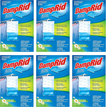 DampRid FG80 Fresh Scent Hanging Moisture Absorber ,6-Pack