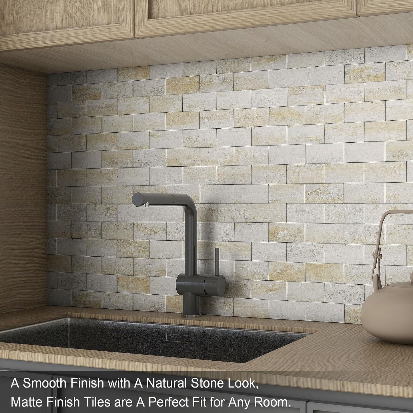 BeNice Peel and Stick Backsplash for Kitchen,Bathroom Wall Backsplash Tile Peel and Stick Shower Tiles Waterproof(10sheets,Rustic Beige)