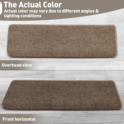 PURE ERA Carpet Stair Treads Tape Free Non Slip Indoor Stair Carpet Stair Protectors Pet-Friendly Non-Slip Skid Resistant Washable Reusable 8" x 30"(2 Pieces,Black)