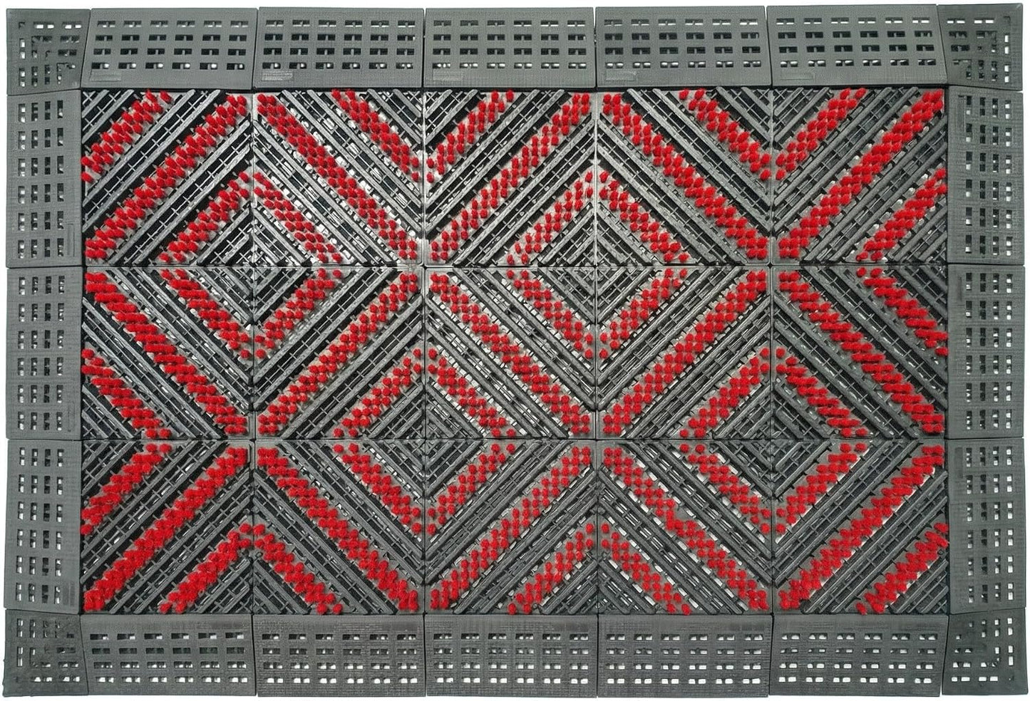 Heavy Duty Outdoor Boot Scraper Mat, 29.5" x 17.5" | Mud & Snow Doormat with Stiff Nylon Bristles, Modular Interlocking Shoe Cleaner for Garden 1.37" Thick
