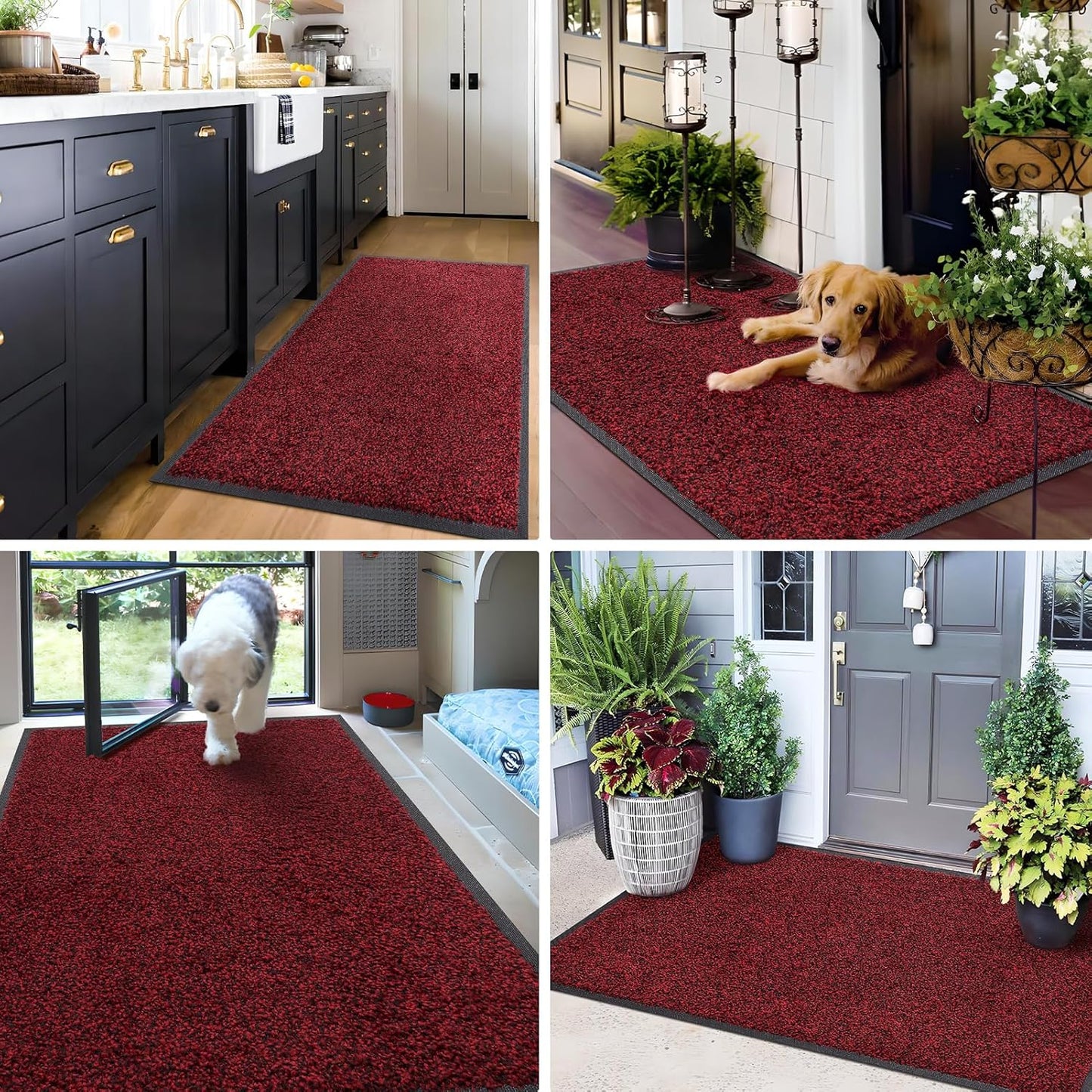 Mibao Front Door Mat, Dirt Trapper Welcome Mat for Outdoor Indoor, Non-Slip Waterproof Doormat, Durable Machine Washable Low Profile Entry Rug for Back Door Outside Patio Porch, 29.5" x 17", Grey