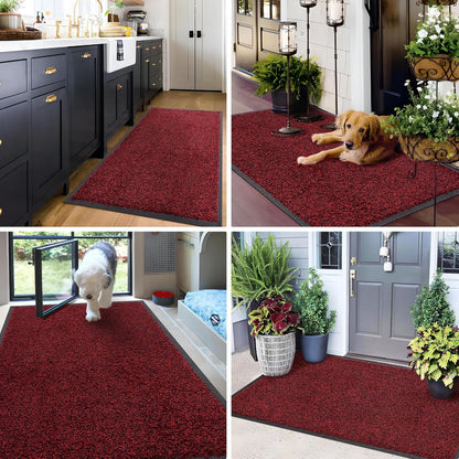 Mibao Front Door Mat, Dirt Trapper Welcome Mat for Outdoor Indoor, Non-Slip Waterproof Doormat, Durable Machine Washable Low Profile Entry Rug for Back Door Outside Patio Porch, 29.5" x 17", Grey