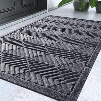 Yimobra Front Door Mat, All-Season Waterproof Outdoor Mat for Entrance with Drainage Holes, Heavy Duty Non-Slip Doormat for Garage Patio Entryway Indoor, 29.5x17, Red
