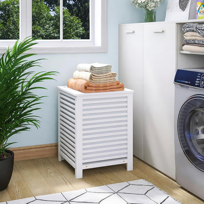 SMIBUY Double Laundry Hamper with Lid, 120L Bamboo Laundry Basket with Removable Liner Bag, 2-Section Clothes Divider Laundry Sorter for Laundry Room, Bathroom, Bedroom (Walnut)