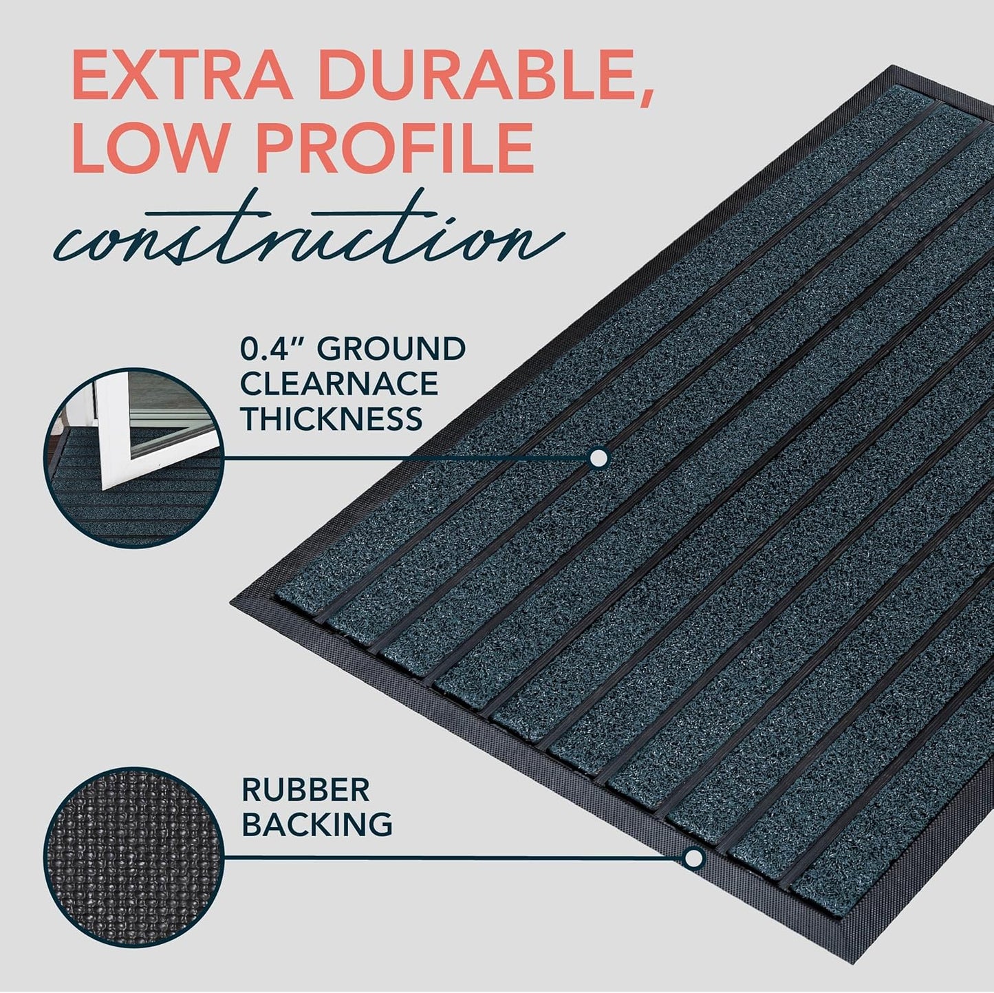 ubdyo Extra Durable Door Mat - Dirt Trapping Outdoor Welcome Mats - Non-Slip Outdoor Indoor Entrance - Low Profile Front Doormat (30" x 17", Bright Brown)