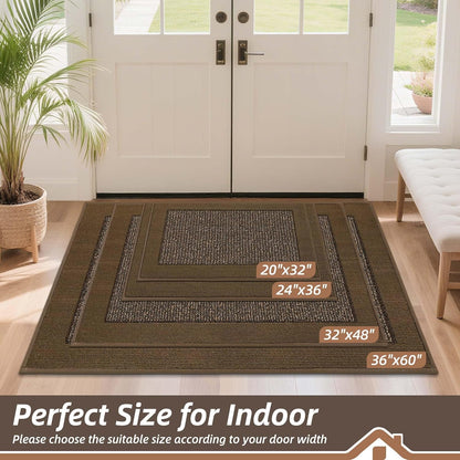 BEQHAUSE Indoor Door Mat 20" x 32", Dirt Trapper Door Mats Non-Slip Entryway Rugs Washable, Resist Dirt Absorbent Welcome Mat, Low Profile Floor Mats for Front Back Door and Entryway, Taupe