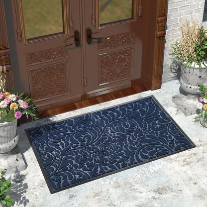 Yimobra Front Door Mat Outside Entrance, Waterproof Sturdy Retro Outdoor Mat, Heavy Duty Non-Slip Doormat for Garage Patio Entryway Indoor, Easy Clean, 29.5x17, Grey
