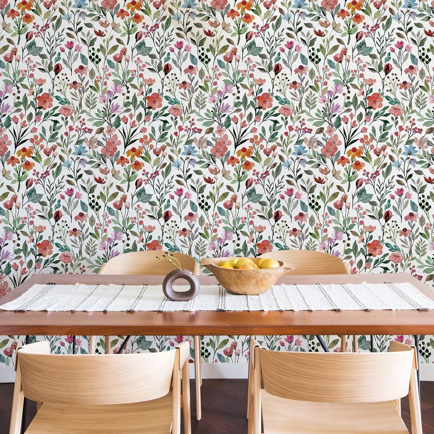 Simon&Siff Floral Peel and Stick Wallpaper, 17.3" x 120" Self Adhesive Wallpaper Boho Flower Kitchen Cabinets Furniture Decorative Renter Friendly Wall Paper