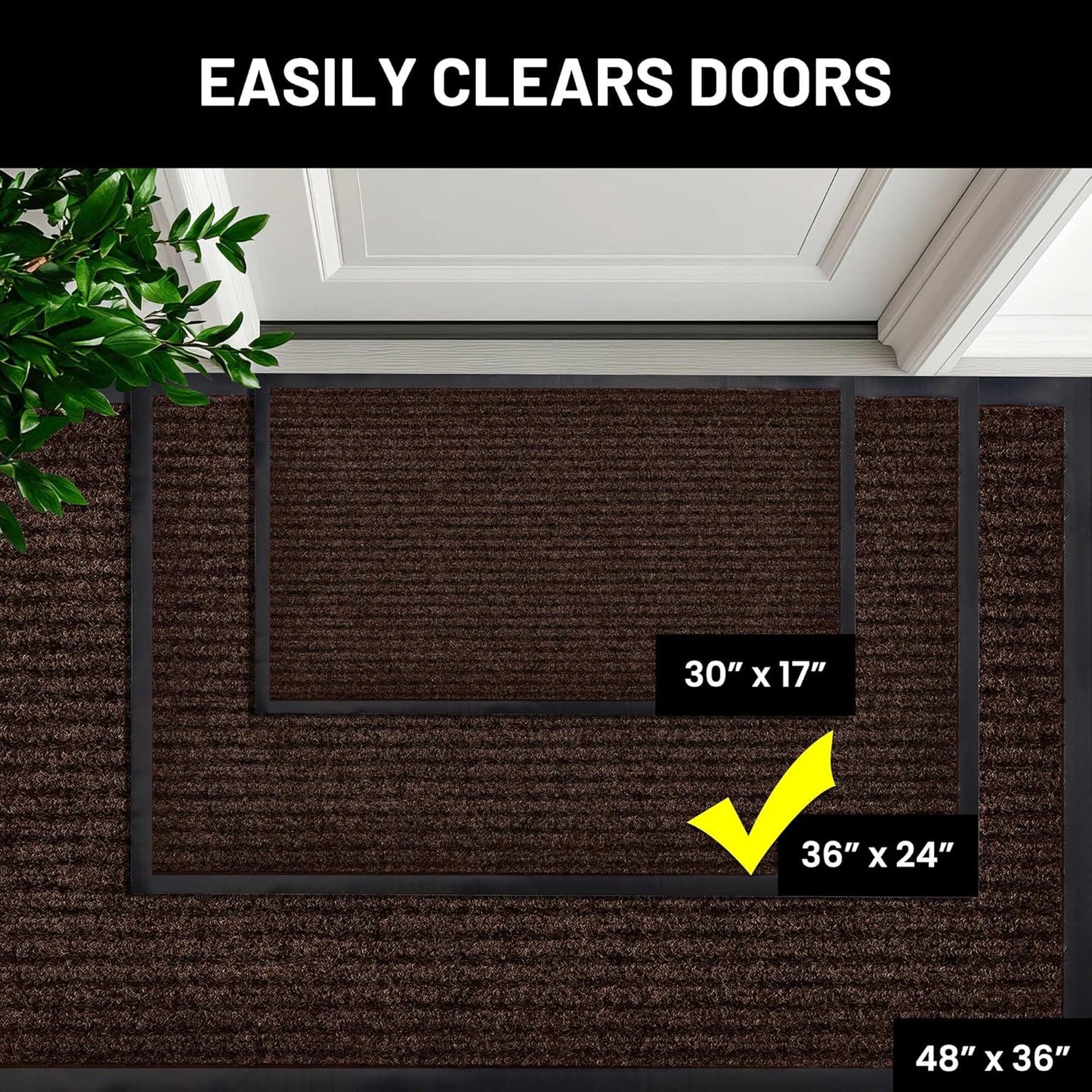 Sierra Concepts Front Door Mat Welcome Floor Mats - Entryway Indoor Outdoor Entrance Doormat, Patio, Porch, Muddy Shoe, Inside Outside Low Profile, 30x17 inches, 2-Pack Gray