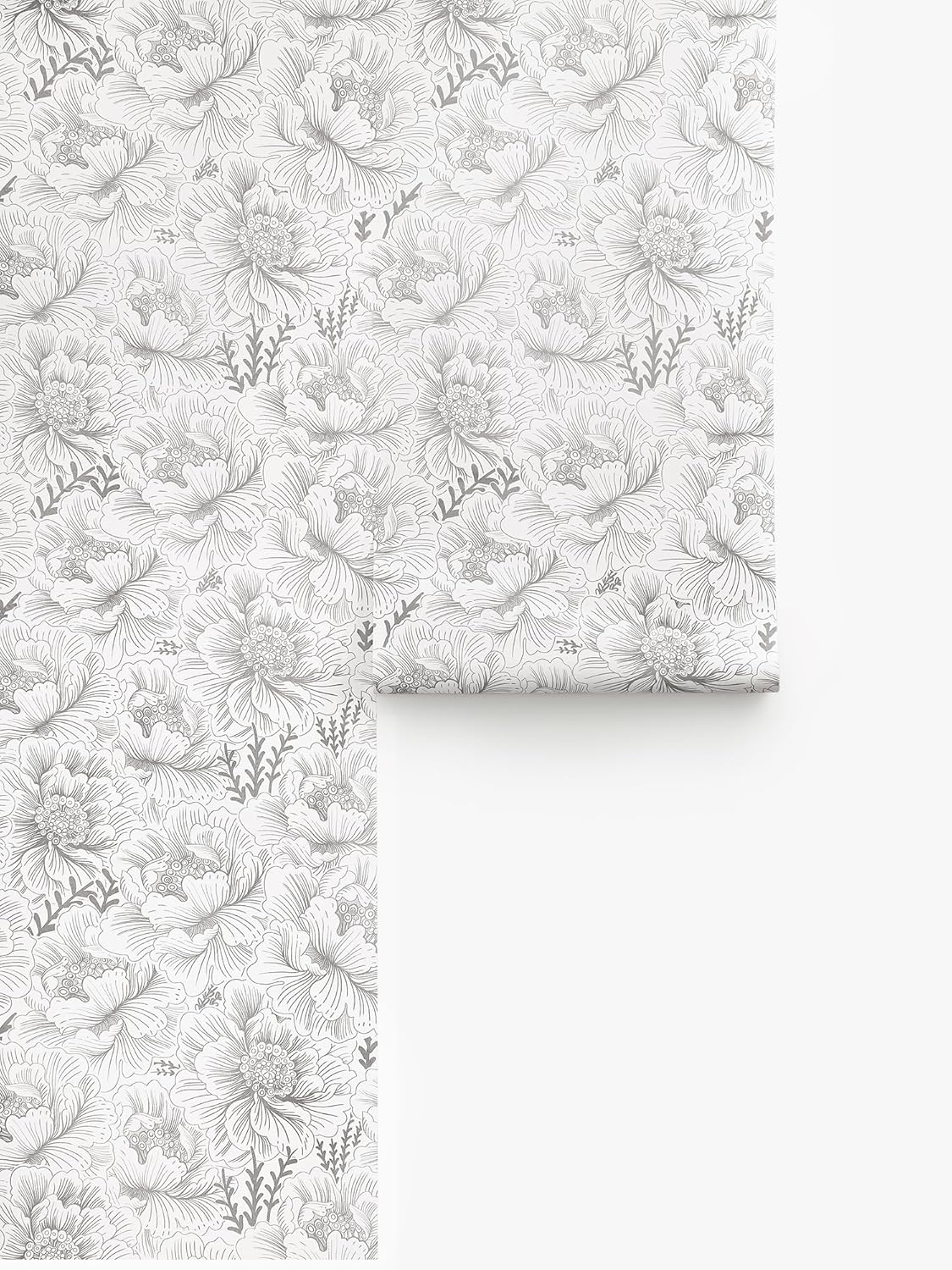 GloryTik Floral Peel and Stick Wallpaper, Removable Blue Floral Contact Paper, Self Adhesive Renter Friendly Wallpaper for Bedroom Living Room Bathroom (17.3" x 78.7")