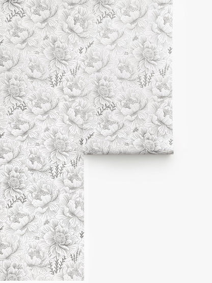 GloryTik Floral Peel and Stick Wallpaper, Removable Blue Floral Contact Paper, Self Adhesive Renter Friendly Wallpaper for Bedroom Living Room Bathroom (17.3" x 78.7")