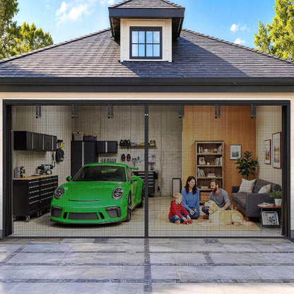 HOFUDON Upgraded Magnetic Screen Door Mesh, Full Strip Magnets, Heavy Duty Fiberglass Mesh, Door Screen Magnetic Closure for Single Door Size 32 x 80 Inch, Screen Door Size 35 x 82 Inch Black