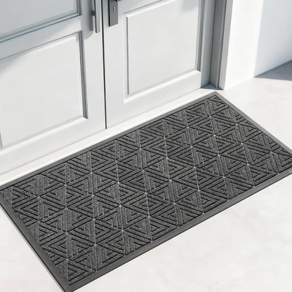 Yimobra Front Door Mat Outside Entrance 29.5x17, Waterproof Heavy Duty Outdoor Mats for Front Door, Non Slip Rubber Entry Mat for Garage Patio Indoor, Grey