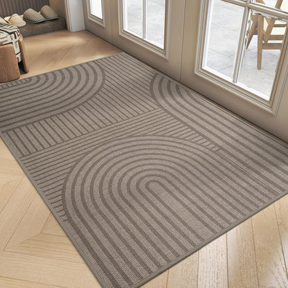Front Door Mat 17''x30'', Absorbent Dirt Resist Washable Non Slip Low-Profile Indoor Doormat, Easy Clean Welcome Entryway Door Mats, Brown