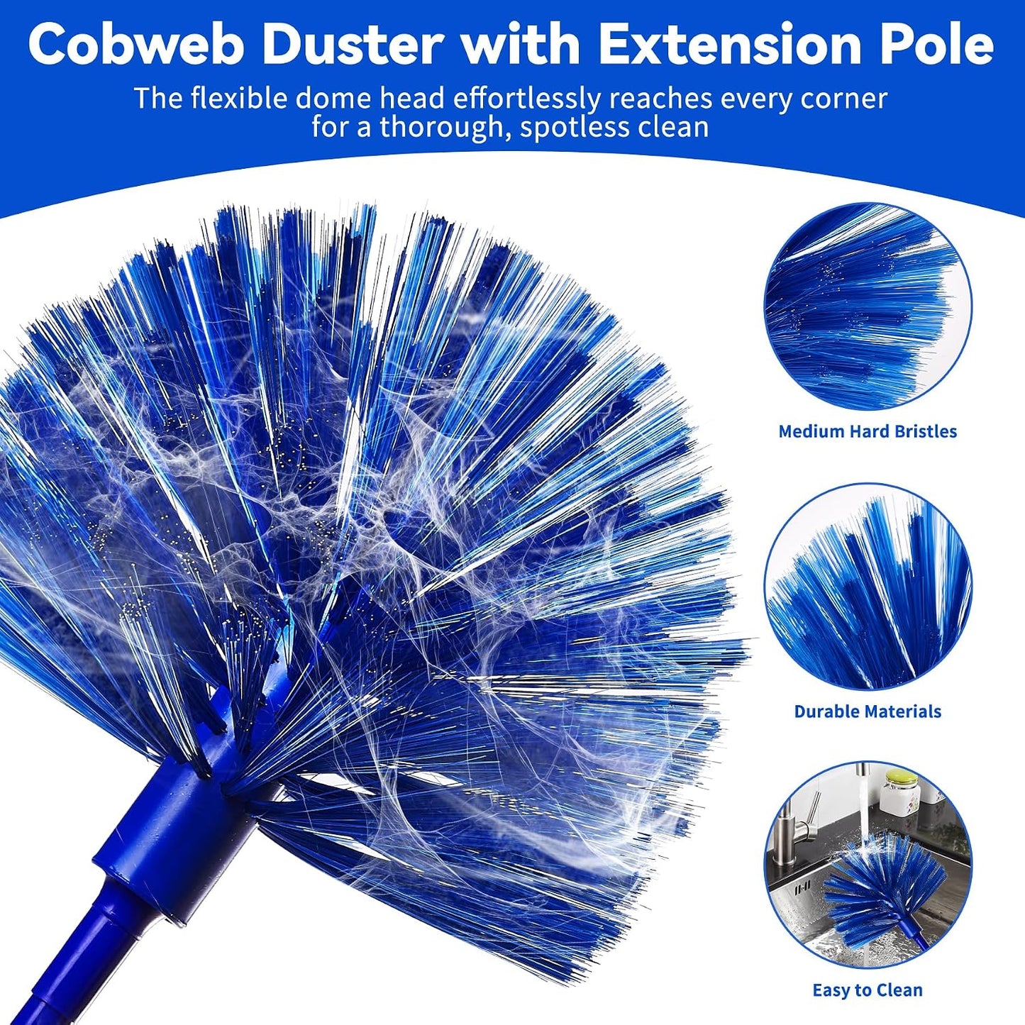 Dusters for Cleaning, Duster with Extension Pole 5 in 1 Kit, Cobweb Duster, Long Dusters for High Ceilings, Microfiber Dusters for Ceiling Fan, Blinds and Furniture