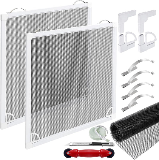 Window Screen Frame Kit 48inX48in Fiberglass Window Screen Replacement Kit Includes Full Set of Tools Suitable for Windows，Framed Mesh Replacement Window Screens, Home, Patio