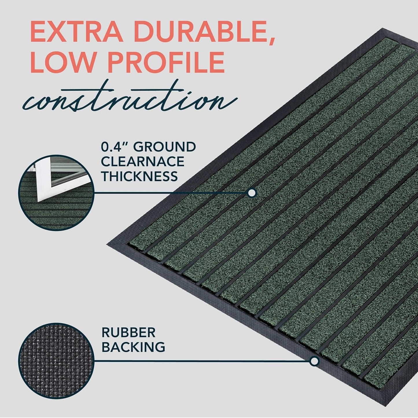 ubdyo Extra Durable Door Mat - Dirt Trapping Outdoor Welcome Mats - Non-Slip Outdoor Indoor Entrance - Low Profile Front Doormat (30" x 17", Bright Brown)