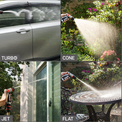 Eden PRO 94834 Metal Front Trigger 4-Pattern Turbo Nozzle | Heavy-Duty Hose Sprayer for Garden, Lawn, Plants, Outdoor Cleaning, Durable Aluminum Core, Quick Connect Set Included