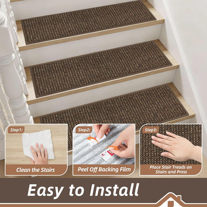 BEQHAUSE Stair Treads for Wooden Steps 28inX9in, Carpet Stair Treads Non Slip Indoor, Machine Washable Stair Runners for Kids Elders and Pets, Carpet for Stair Rugs Mat, TPE Backing, 4pcs, Taupe