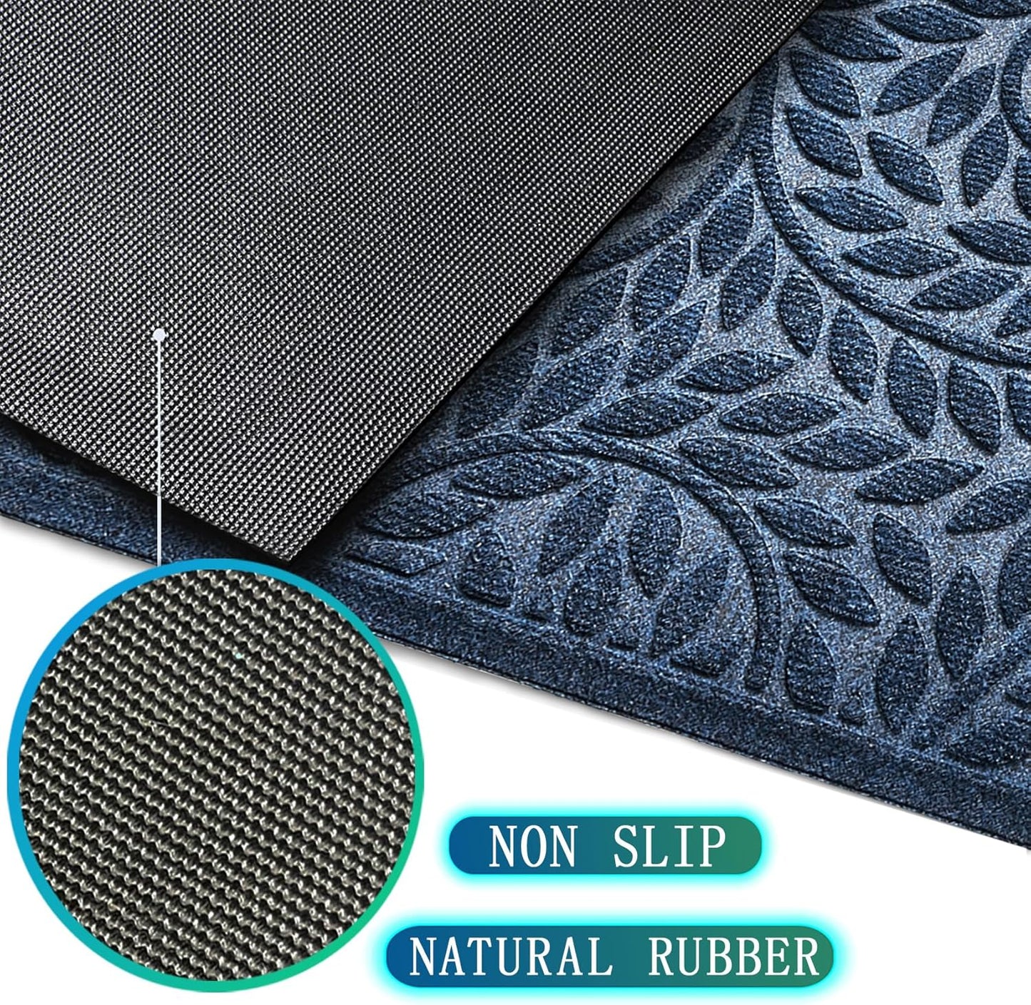 Bulijojo Front Door Mat Entrance,Durable Heavy Duty Welcome Mat,Thick Absorbent Natural Rubber Non Slip Mat,Sturdy Entryway Brown 17"x30"
