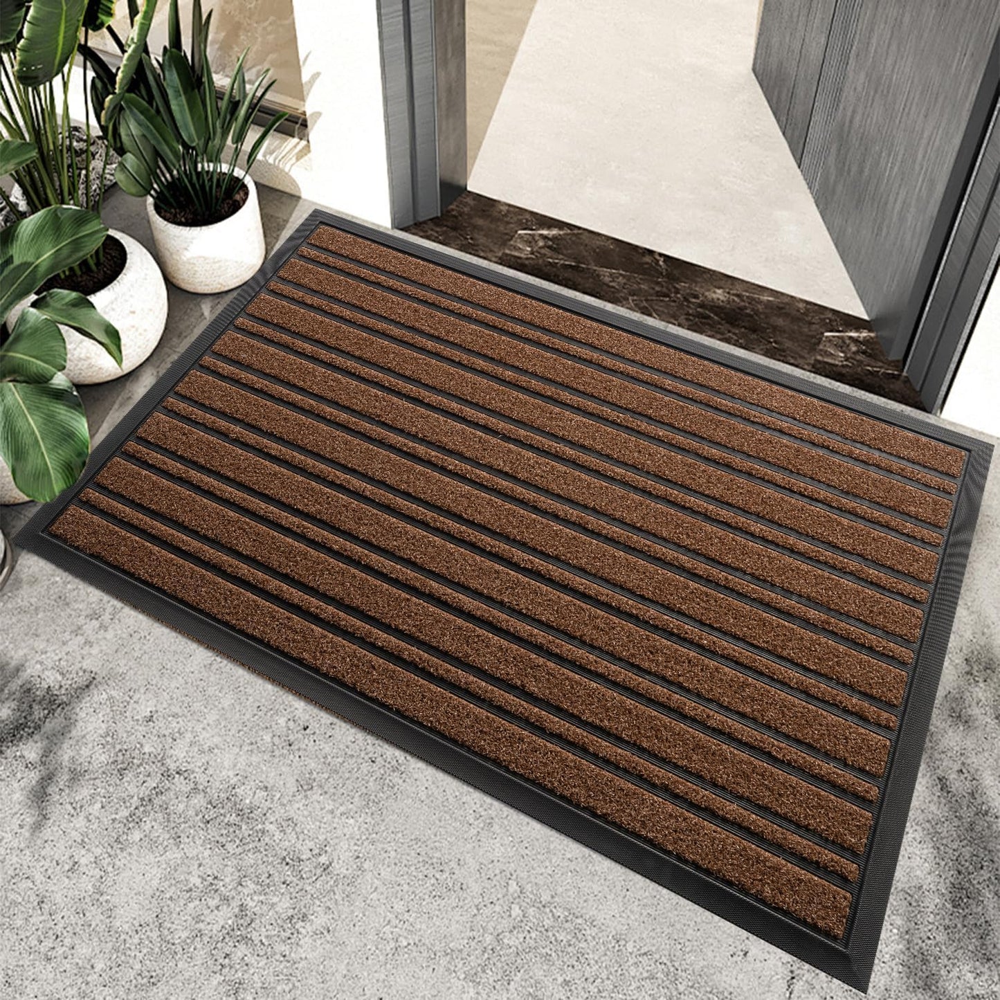 BEHERO Door Mat Outdoor Entrance, 30.5"x17" Extra Durable Front Door Mat Outside, Heavy Duty Welcome Mat for Outside Entry, Back Door Mats Non Slip, Waterproof All-Season Doormats, Yellow