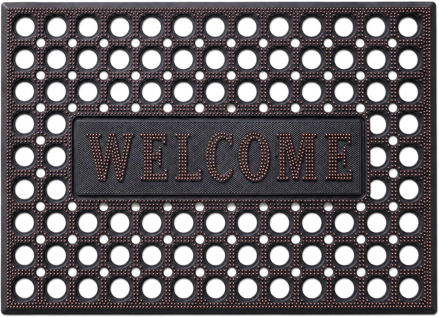 ROOM127 Outdoor Doormat 28.3 x 17.3 in, Rubber Scraper Entry Mat | Heavy Duty 3-Zone Cleaning, Absorbent Strips, Open Drainage, Non Slip Low Profile for Front Door, Patio, Garage & Mudroom