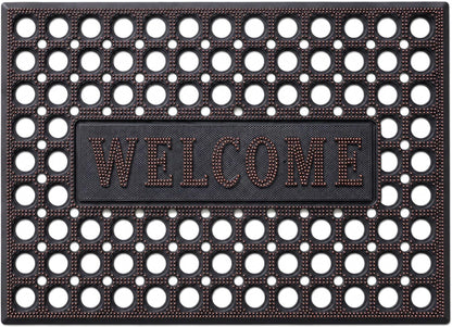 ROOM127 Outdoor Doormat 28.3 x 17.3 in, Rubber Scraper Entry Mat | Heavy Duty 3-Zone Cleaning, Absorbent Strips, Open Drainage, Non Slip Low Profile for Front Door, Patio, Garage & Mudroom
