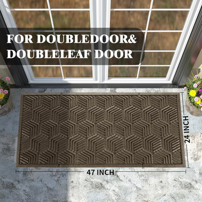 Yimobra Front Door Mat, All-Season Waterproof Outdoor Mat for Entrance with Drainage Holes, Heavy Duty Non-Slip Doormat for Garage Patio Entryway Indoor, 29.5x17, Red