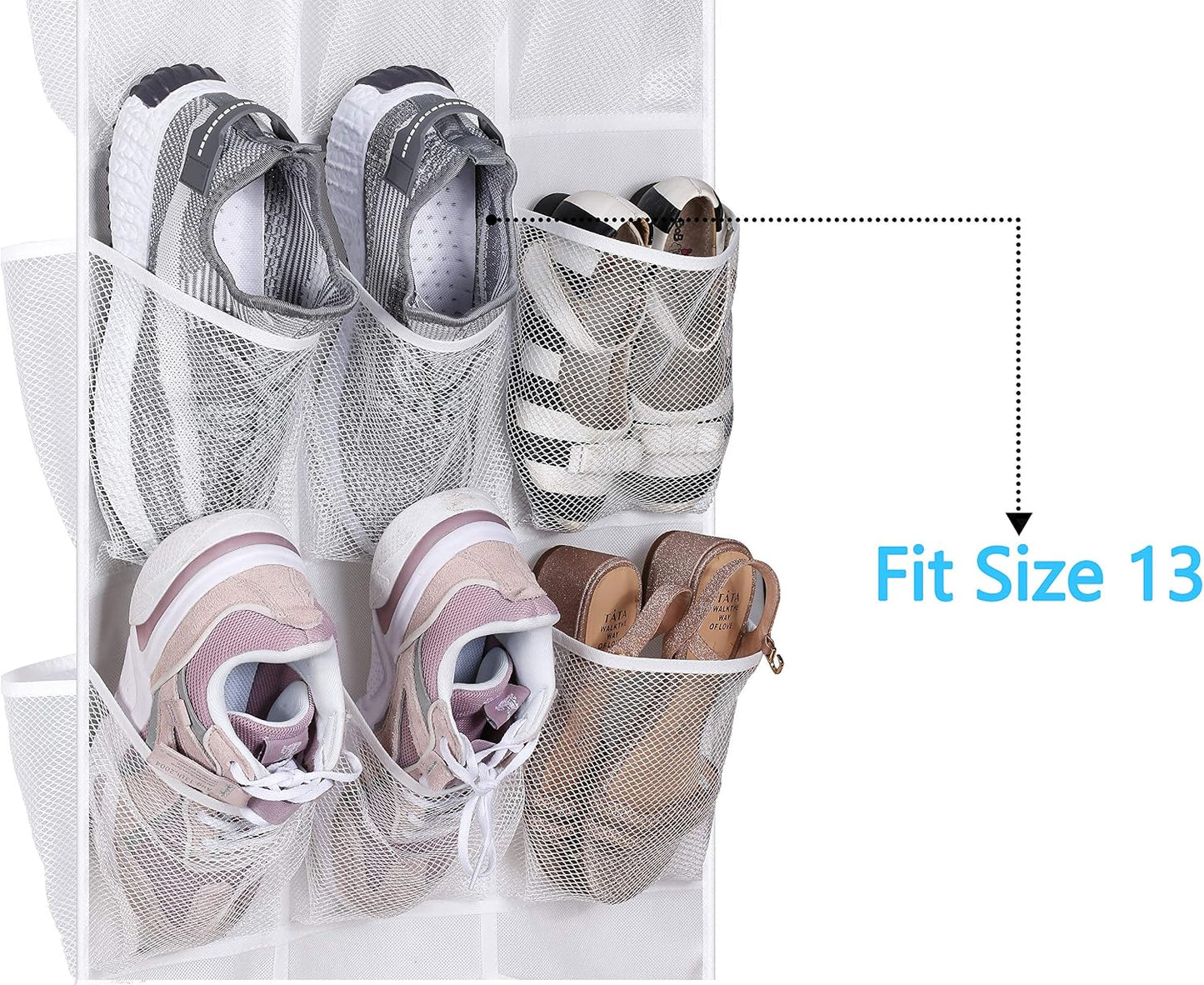 MISSLO 30 Large Pockets Dual Sided Hanging Shoe Organizer for Closet with Rotating Hanger Hanging Shoe Shelves, Grey
